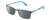Profile View of Police VPLA46 Designer Polarized Reading Sunglasses with Custom Cut Powered Smoke Grey Lenses in Matte Navy Blue Cyan Silver Unisex Rectangular Full Rim Metal 56 mm
