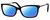 Profile View of Police VPLA87 Designer Polarized Sunglasses with Custom Cut Blue Mirror Lenses in Gloss Black Gold Ladies Cat Eye Full Rim Metal 53 mm