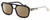 Profile View of Elton John HEADLINER Designer Polarized Sunglasses with Custom Cut Amber Brown Lenses in Gloss Black Clear Crystal Unisex Square Full Rim Acetate 53 mm