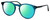 Profile View of Elton John CARIBOU Designer Polarized Reading Sunglasses with Custom Cut Powered Green Mirror Lenses in Electric Blue Green Crystal Unisex Round Full Rim Acetate 51 mm