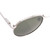 Close Up View of Elton John CHOPIN Unisex Round Sunglasses Platinum Silver Brown Grey/Green 50 mm