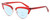 Profile View of Elton John DOO WOP 2 Designer Progressive Lens Blue Light Blocking Eyeglasses in Ruby Red Crystal Silver Ladies Cat Eye Full Rim Acetate 54 mm