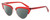 Profile View of Elton John DOO WOP 2 Designer Polarized Reading Sunglasses with Custom Cut Powered Smoke Grey Lenses in Ruby Red Crystal Silver Ladies Cat Eye Full Rim Acetate 54 mm