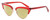 Profile View of Elton John DOO WOP 2 Designer Polarized Reading Sunglasses with Custom Cut Powered Sun Flower Yellow Lenses in Ruby Red Crystal Silver Ladies Cat Eye Full Rim Acetate 54 mm