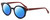 Profile View of Elton John GOGO 2 Designer Polarized Sunglasses with Custom Cut Blue Mirror Lenses in Blue Scarlet Red Unisex Hexagonal Full Rim Acetate 47 mm
