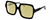 Profile View of Elton John INCOGNITO 1 Designer Polarized Reading Sunglasses with Custom Cut Powered Sun Flower Yellow Lenses in Gloss Black Gold Unisex Square Full Rim Acetate 58 mm