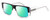 Profile View of Elton John LUCKY STAR 2 Designer Polarized Reading Sunglasses with Custom Cut Powered Green Mirror Lenses in Black Fade Blue Grey Clear Crystal Unisex Square Full Rim Acetate 58 mm