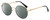 Profile View of Elton John MALIBU Designer Polarized Sunglasses with Custom Cut Smoke Grey Lenses in Yellow Gold Black Unisex Round Full Rim Metal 54 mm