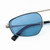 Close Up View of Elton John STAR STRUCK 1 Unisex Sunglasses Silver Black Cheetah Print/Blue 58 mm