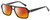 Profile View of Elton John VIP Designer Polarized Sunglasses with Custom Cut Red Mirror Lenses in Vinyl Black Gold Stars Unisex Square Full Rim Acetate 56 mm