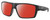 Profile View of Costa Del Mar Bloke Designer Polarized Sunglasses with Custom Cut Red Mirror Lenses in Matte Black Gray Unisex Rectangular Full Rim Acetate 61 mm