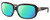 Profile View of Costa Del Mar Gannet Designer Polarized Reading Sunglasses with Custom Cut Powered Green Mirror Lenses in Shiny Black Rose Gold Hibiscus Pink Ladies Square Full Rim Acetate 58 mm