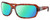 Profile View of Costa Del Mar Isabela Designer Polarized Reading Sunglasses with Custom Cut Powered Green Mirror Lenses in Amber Red Tortoise Havana Crystal Silver Ladies Rectangular Full Rim Acetate 64 mm