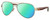 Profile View of Costa Del Mar Loreto Designer Polarized Reading Sunglasses with Custom Cut Powered Green Mirror Lenses in Brushed Gold Brown Tortoise Havana Greige Ladies Pilot Full Rim Metal 56 mm