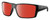 Profile View of Costa Del Mar Reefton Pro Designer Polarized Sunglasses with Custom Cut Red Mirror Lenses in Matte Black Unisex Rectangular Full Rim Acetate 63 mm