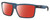 Profile View of Costa Del Mar Rinconcito Designer Polarized Sunglasses with Custom Cut Red Mirror Lenses in Matte Atlantic Blue Unisex Rectangular Full Rim Acetate 60 mm