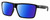 Profile View of Costa Del Mar Rincon Designer Polarized Sunglasses with Custom Cut Blue Mirror Lenses in Shiny Black Unisex Square Full Rim Acetate 63 mm