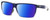 Profile View of Costa Del Mar Rincon Designer Polarized Sunglasses with Custom Cut Blue Mirror Lenses in Matte Denim Blue Clear Crystal Fade Unisex Square Full Rim Acetate 63 mm