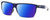 Profile View of Costa Del Mar Rincon Designer Polarized Reading Sunglasses with Custom Cut Powered Blue Mirror Lenses in Matte Denim Blue Clear Crystal Fade Unisex Square Full Rim Acetate 63 mm