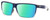 Profile View of Costa Del Mar Rincon Designer Polarized Reading Sunglasses with Custom Cut Powered Green Mirror Lenses in Matte Denim Blue Clear Crystal Fade Unisex Square Full Rim Acetate 63 mm