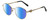 Profile View of Chopard VCHC52S-0300 Designer Polarized Sunglasses with Custom Cut Blue Mirror Lenses in Shiny 23KT Gold Plated/Black/Heart Gemstone Accent Ladies Round Full Rim Metal 51 mm