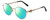 Profile View of Chopard VCHC52S-0300 Designer Polarized Reading Sunglasses with Custom Cut Powered Green Mirror Lenses in Shiny 23KT Gold Plated/Black/Heart Gemstone Accent Ladies Round Full Rim Metal 51 mm