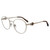 Profile View of Chopard VCHC52S-0594 Designer Single Vision Prescription Rx Eyeglasses in Shiny 23KT Gold Plated/Tortoise Havana Brown/Heart Gemstone Accent Ladies Round Full Rim Metal 51 mm