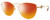 Profile View of Chopard VCHF51S-08FC Designer Polarized Sunglasses with Custom Cut Red Mirror Lenses in Shiny 23KT Gold Plated/Pink Crystal/Gemstone Accent Ladies Cat Eye Full Rim Metal 54 mm