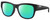 Profile View of Costa Del Mar Caleta Designer Polarized Reading Sunglasses with Custom Cut Powered Green Mirror Lenses in Matte Black Plum Purple Unisex Square Full Rim Acetate 55 mm