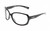 Profile View of Wiley-X Mystique Designer Progressive Lens Blue Light Blocking Eyeglasses in Gloss Black Silver Ladies Oval Full Rim Acetate 64 mm