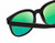Close Up View of BCBG BAR104BL Designer Polarized Reading Sunglasses with Custom Cut Powered Green Mirror Lenses in Gloss Black Silver Unisex Panthos Full Rim Acetate 52 mm