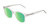 Profile View of BCBG BAR104BL Designer Polarized Reading Sunglasses with Custom Cut Powered Green Mirror Lenses in Clear Crystal Glitter Unisex Panthos Full Rim Acetate 52 mm