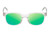 Front View of BCBG BAR104BL Designer Polarized Reading Sunglasses with Custom Cut Powered Green Mirror Lenses in Clear Crystal Glitter Unisex Panthos Full Rim Acetate 52 mm