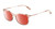 Profile View of BCBG BAR105 Designer Polarized Sunglasses with Custom Cut Red Mirror Lenses in Crimson Maroon Red Rose Gold  Unisex Cat Eye Full Rim Acetate 52 mm