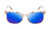 Front View of BCBG BAR105 Designer Polarized Reading Sunglasses with Custom Cut Powered Blue Mirror Lenses in Crimson Maroon Red Rose Gold  Unisex Cat Eye Full Rim Acetate 52 mm