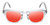 Front View of Reptile Chelidae Designer Polarized Sunglasses with Custom Cut Red Mirror Lenses in Smoke Grey Crystal Unisex Panthos Full Rim Acetate 49 mm