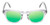 Front View of Reptile Chelidae Unisex Designer Polarized Sunglasses in Grey Crystal 49mm 4 Opt with Custom Cut Green Mirror Lenses