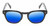 Front View of Reptile Chelidae Designer Polarized Sunglasses with Custom Cut Blue Mirror Lenses in Gloss Black Unisex Panthos Full Rim Acetate 49 mm
