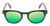 Front View of Reptile Chelidae Unisex Panthos Designer Polarized Sunglasses Black 49 mm 4 Opt. with Custom Cut Green Mirror Lenses
