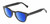 Profile View of Reptile Chelidae Designer Polarized Reading Sunglasses with Custom Cut Powered Blue Mirror Lenses in Gloss Black Unisex Panthos Full Rim Acetate 49 mm