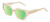 Profile View of Reptile Cryptodira Designer Polarized Reading Sunglasses with Custom Cut Powered Green Mirror Lenses in Beige Brown White Clear Crystal Layer Ladies Butterfly Full Rim Acetate 55 mm