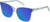 Profile View of QUAY Australia After Party Designer Polarized Reading Sunglasses with Custom Cut Powered Blue Mirror Lenses in Clear Aqua Blue Ladies Square Full Rim Acetate 66 mm