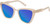 Profile View of QUAY Australia All Talk Designer Polarized Reading Sunglasses with Custom Cut Powered Blue Mirror Lenses in Bone White Ladies Cat Eye Full Rim Acetate 58 mm
