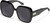 Profile View of QUAY Australia Full Glam Designer Polarized Sunglasses with Custom Cut Smoke Grey Lenses in Gloss Black Ladies Square Full Rim Acetate 56 mm