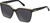 Profile View of QUAY Australia Level Up Designer Polarized Reading Sunglasses with Custom Cut Powered Smoke Grey Lenses in Matte Black Ladies Square Full Rim Acetate 60 mm