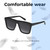 Lightweight Construction Illustration of QUAY Australia Name Drop Unisex Square Designer Sunglasses in Gloss Black 55 mm