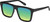 Profile View of QUAY Australia Name Drop Designer Polarized Reading Sunglasses with Custom Cut Powered Green Mirror Lenses in Gloss Black Unisex Square Full Rim Acetate 55 mm