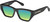 Profile View of QUAY Australia No Apologies Designer Polarized Reading Sunglasses with Custom Cut Powered Green Mirror Lenses in Gloss Black Unisex Square Full Rim Acetate 55 mm