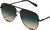 Close Up View of QUAY Australia High Key Large Unisex Pilot Sunglasses Gloss Black/Green Fade 64mm