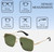 Dimensions and Measurements Illustration of QUAY Australia Level Out Square Full Rim Designer Sunglasses in Gold/Green 60 mm
